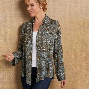Soft‎ Surroundings Marquise Cardigan Lightweight Floral Abstract XS